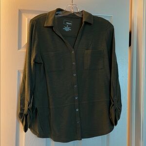 Sonoma Olive Button Down Shirt for Women